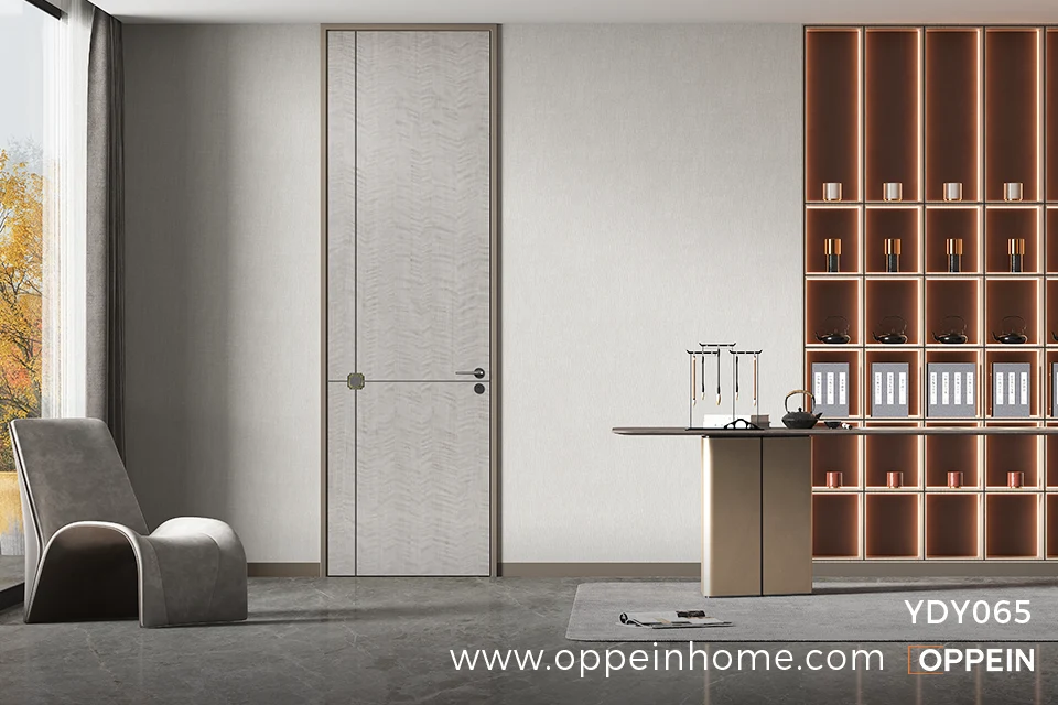 Light grey interior door Dubai wainscoting